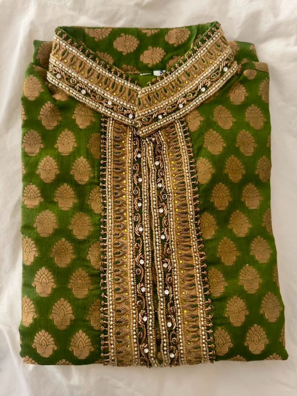 Men’s Grand Designer Sherwani Kurta pyjama Dupatta and shoe size XL - Picture 3 of 16